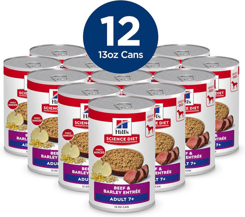 1-6 13 oz. 12-Pack Hill's Science Diet Adult Wet Dog Food, Beef & Barley, Cans