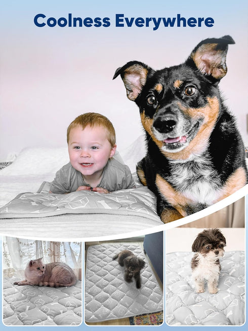 2.0, 36"*27" (Q-Max>0.5), Summer Rywell Dog Cooling Mat Elegant Grey, Thick & Durable Cooling Mat for Large Dogs