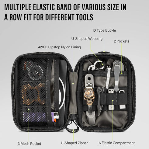 E2.0 TACTICAL GEEK Block EDC Compact Waist Pocket Pouch, Multi-Purpose Molle EDC Pouch Gadget Organizer, Multi-Purpose