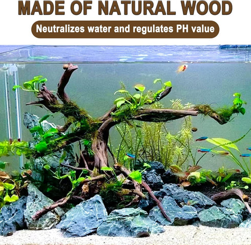 kathson 4Pcs Aquarium Driftwood, 3.5"-7" Small Natural Wood Decoration for Fish Tank Ornament