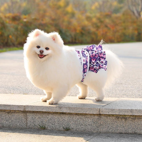 3 Pack Reusable Dog Diapers Female Doggie Diapers for Period Heat Incontinence Puppy Training (Large, PurpleFlower)