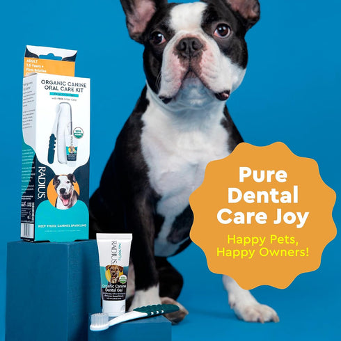 RADIUS USDA Organic Dental Solutions Puppy Kit - 1 Unit with Dog Toothbrush & Non Toxic Toothpaste
