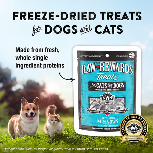 Northwest Naturals Raw Rewards Freeze-Dried Minnow Treats for Dogs and Cats, 1 Oz (Pack of 3)