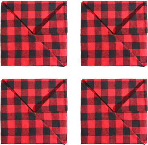 Bememo 4 Pack Christmas Dog Bandanas, Classic Buffalo Plaid Pet Bandana Scarfs for Small Medium Large Pets