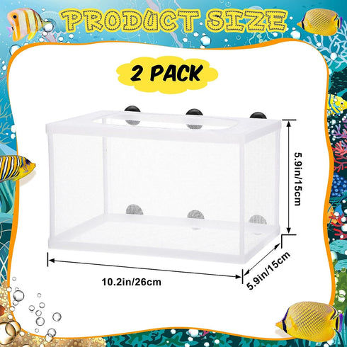 2 Pieces Fish Tank Breeder Net, Mesh Fish Hatchery Box with Suction Cup for Aquarium
