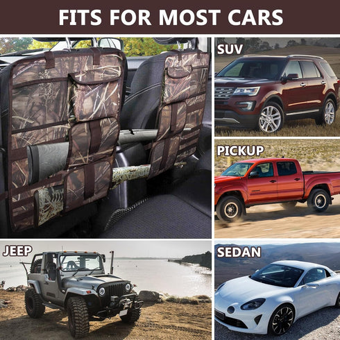 2 Pack Tactical Gun Racks for Truck, Camo Seat Back Holder with Molle Panel, Automotive Racks for Hunting Gear