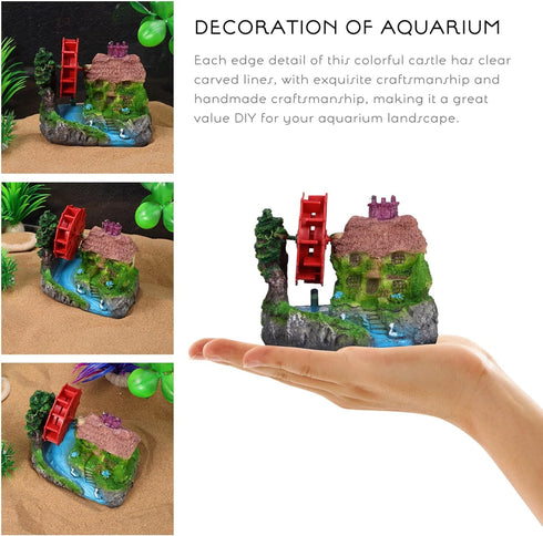 FRCOLOR Decor House Simulation Water Wheel, Miniature Aquarium Water Wheel Landscape Prop