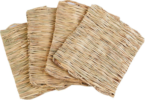 Tcrogsciss Natural Grass Woven Mat Rabbit Mat for Small Animal Bunny Bedding Nest Chew Toy Bed Play Toy for Guinea Pig