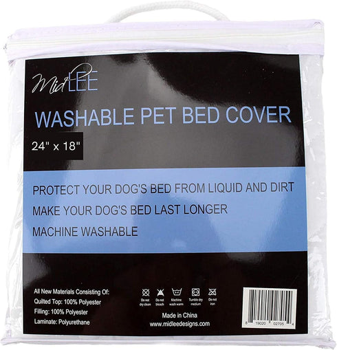 Midlee Quilted Waterproof Dog Bed Cover, Mattress Protector for Pee (24" x 18")