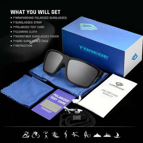 TOREGE Polarized Sports Sunglasses for Men Women, UV Protection Wraparound Lightweight for Fishing Golfing NAUTILUS