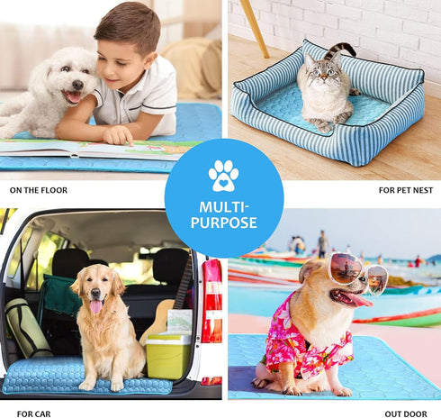 Summer Cooling Mat & Sleeping Pad - Easy Carry, Easy to Clean, Waterproof Bottom, Water Absorption Top, Safe Materials