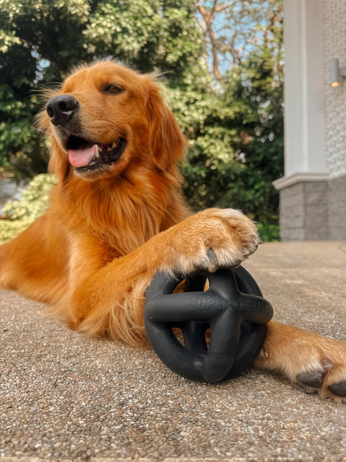Tuff Pupper SuperChewy Cage Ball for Dogs | Durable Heavy Duty Natural Rubber | Tough Chew Toy for Medium Large Breeds
