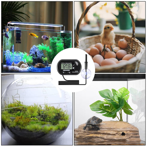 AEDIKO 8pcs Aquarium Thermometer LCD Digital Fish Tank Thermometer with Water-Resistant Sensor Probe and Suction Cup