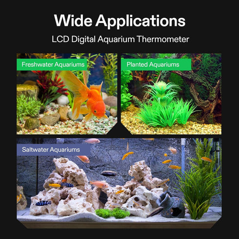 VIVOSUN 4-Pack LCD Digital Aquarium Thermometer, Fish Tank Water Temperature with Suction Cup