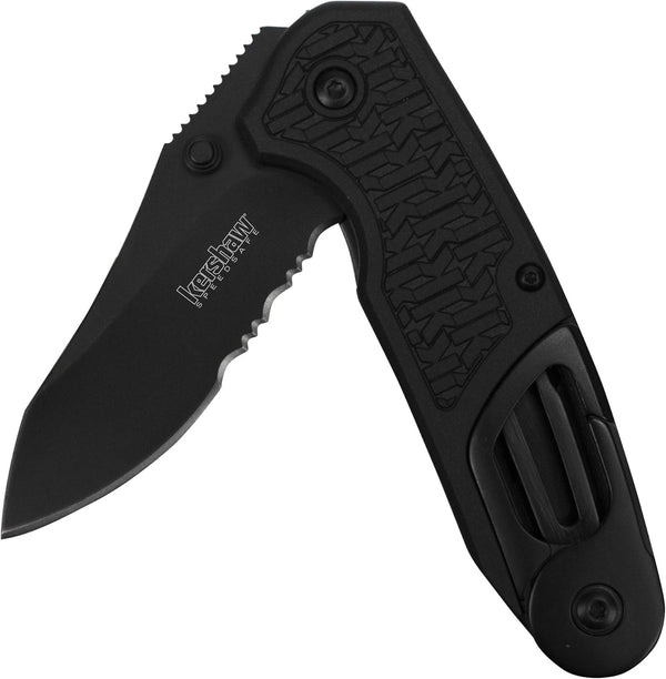 Kershaw Funxion EMT Multifunction Folding Pocketknife - 3 inch Partially Serrated Stainless Steel Blade, Black