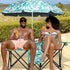 2 Double Camping Chairs with Umbrella, Portable Seat Folding Camp Chair with Cooler Bag, Beverage Holder, Carrying Bag