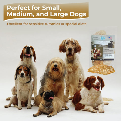 Chicken Jerky Dog Treats Made in USA - Natural, Healthy, Premium, 100% Chicken, Grain Free - 4oz