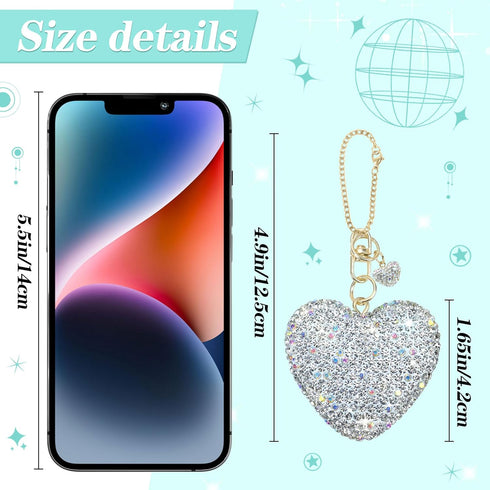 Silver Glitter Heart Charm for Stanley Cup, Compatible with Stanley Cup Accessories, Cute Keychain for 40 & 30 Oz