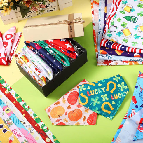 72 Packs Summer Reginary Holiday Dogs Bandanas Bulk Patriotic Halloween Thanksgiving Christmas New Year Birthday Scarf
