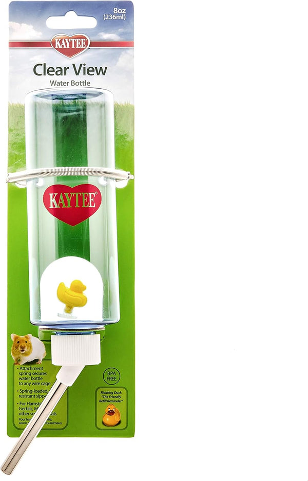 Kaytee Clear View Water Bottle, 8 oz, for Pet Gerbils, Hamsters & Mice