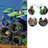 UNEAK Aquarium Decorations, Three Stacked Broken Barrels Ornament for Fish Tank Landscaping, Resin for
