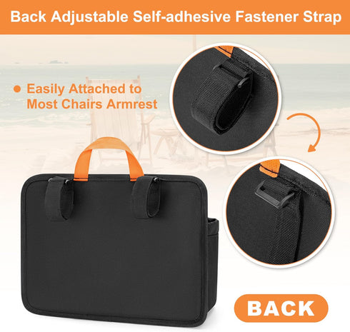 2 4 Beach Chair Cup Holders, Arm Organizer for Camping with Self-Adhesive Fastener Strap, Hanging Bag Insulation