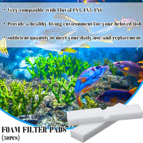 30 Pcs Aquarium Foam Filter Pads - 30ppi Replacement White Filter Pads for Fluval Fx4, Fx5, Fx6