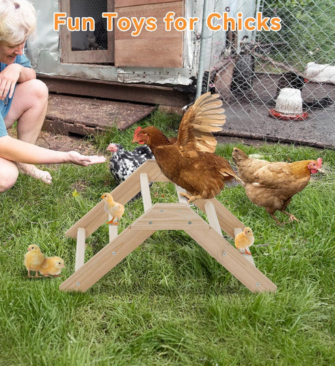 PETSFIT Chick Perch Prevent Rotation Design, Strong Wooden Chicken Roosting Bar, Easy to Assemble and Clean, Fun Toys