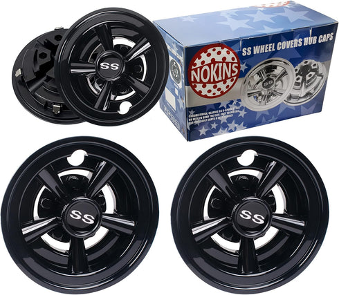 NOKINS Golf Cart SS Wheel Covers Hub Caps, Set of 4 for Most 8 Inch Golf Carts