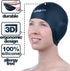 Swim Caps Ear Protection 3D, Waterproof Silicone Swim Cap for Long and Short Hair, Adult and Youth