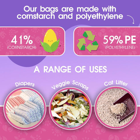 720 Counts 41% 59% Pet N Pet Lavender Scented, Colorful Poop Bags for Dogs, Plant Based & PE Dog Poop Bags Rolls, Extra