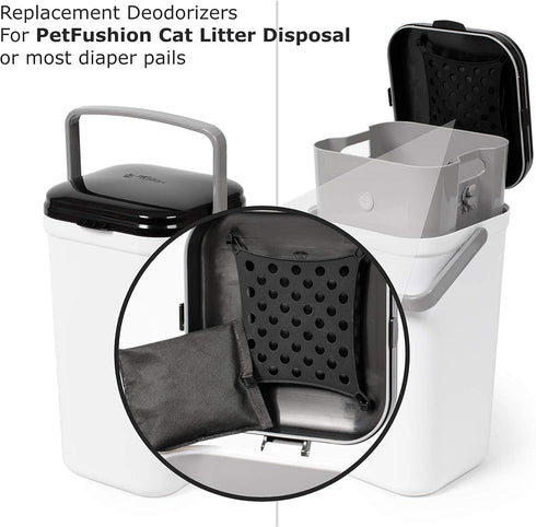 (4 Pack) Bamboo Charcoal Deodorizer Bag for Litter Disposal Box/Diaper Pails - Replacement Inserts for PetFushion
