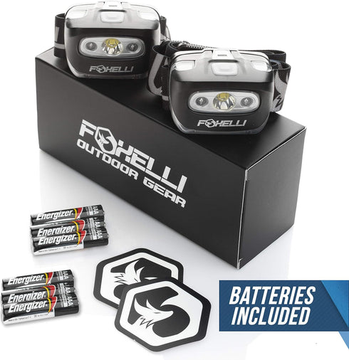 Foxelli LED Headlamp Flashlight for Adults & Kids, Lightweight Waterproof Headlight for Running, Camping, Hiking
