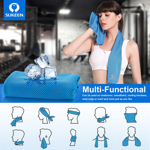 4 Pack (40"x12"), Sukeen Cooling Towels Cooling Neck Wraps, Ice Towel, Soft Breathable Chilly Towel,Microfiber Towel