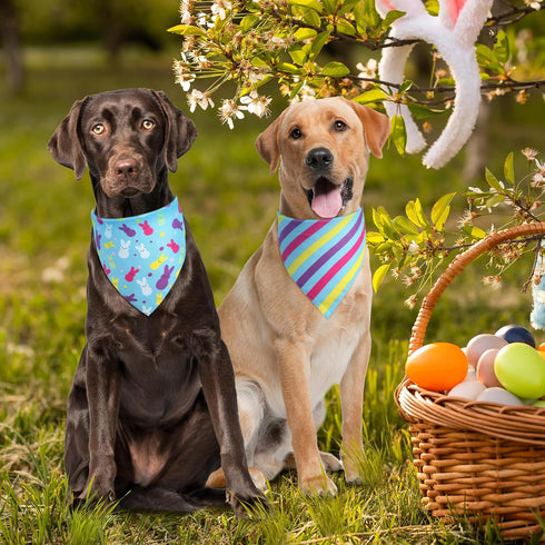 QUQULE 3PCS, Valentines Dog Bandana St Patricks Day and Easter Dog Bandana Small Colorful Scarf for Boy and Girl