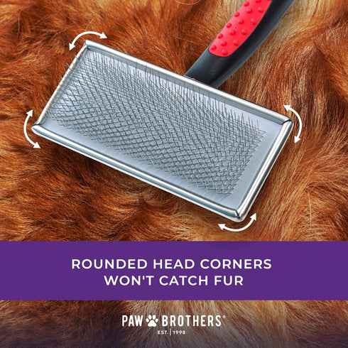 Ryan's Pet Supplies Paw Brothers Flat Slicker Brush for Dogs, Professional Grade, Large 4.5" x 2"