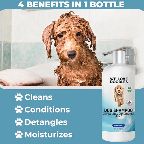 16 oz We Love Doodles Dog Shampoo, Conditioner, & Detangler - Shampoo for Dogs, Goldendoodles, Poodles & Doodles