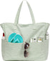 LEDAOU Large Waterproof Beach Tote Bag for Women, Sandproof Zipper Tote for Pool Gym Grocery Travel with Wet Pocket