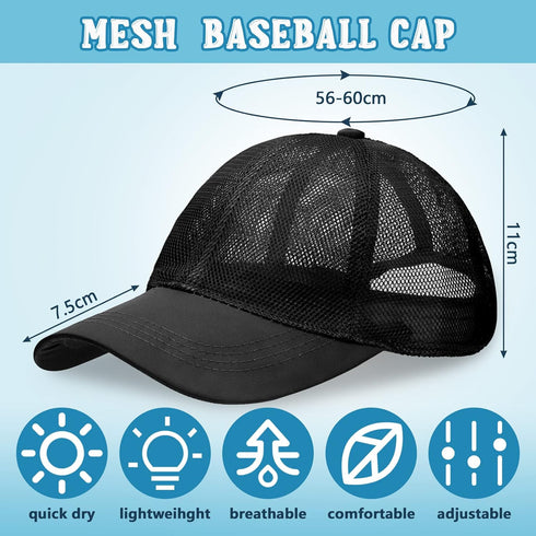 Jadive 6 Pcs Mesh Baseball Cap - Summer Breathable Trucker Hat for Men Women Adjustable Sports Running