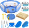 Sunnymove Small Animal Playpen & Grooming Kit, Portable Foldable Pet Playpen with Mesh