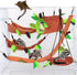 SEIS 5pcs Hamster Hanging Cage Accessories Set Leaf Wood Design Hammock Channel Ropeway Swing for Guinea Pig Rat Birds