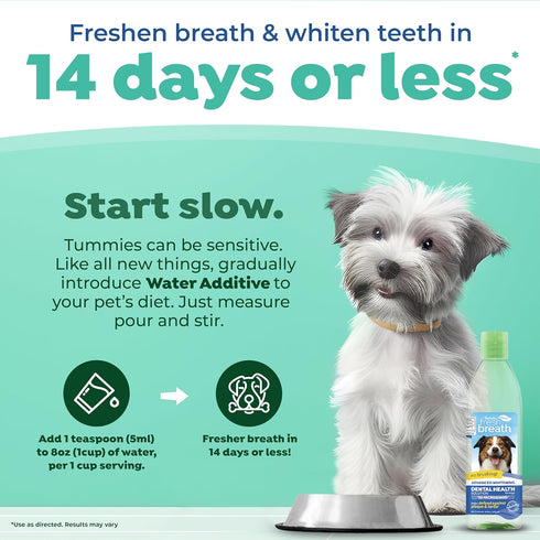 TropiClean Fresh Breath Advanced Whitening - Dog Oral Care Water Additive, Dental Health Freshener, VOHC Certified, 16