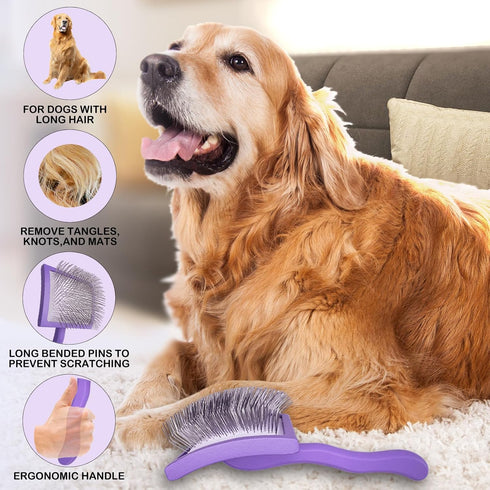 Dog Slicker Brush for Golden Doodle Grooming Kit - Dematting Brushes for Goldendoodles, Labradoodles, Poodles - Pet