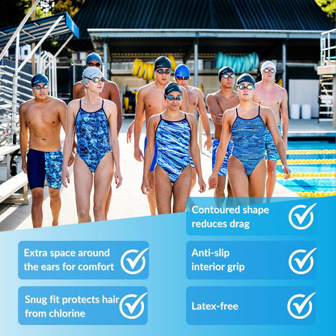 Sporti Solid Ear Protection Silicone Swim Cap