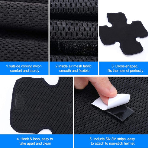 Motorcycle Helmet Liner, Anti Sweat Cooling Pad, Reusable & Washable, Prevents Stains & Odor, For Hard Hat, Hockey