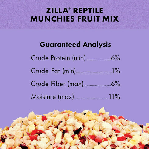 Zilla Reptile Food Munchies Fruit Mix, 2.5 Ounce, for Pet Iguanas, Skinks, Tegus, Box Turtles, Tortoises & Hermit Crabs