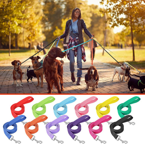 12 Pcs Nylon Dog Leash Bulk, 5ft Dog Training Leash in 12 Colors, Puppy Traction Rope for Small Medium Dogs