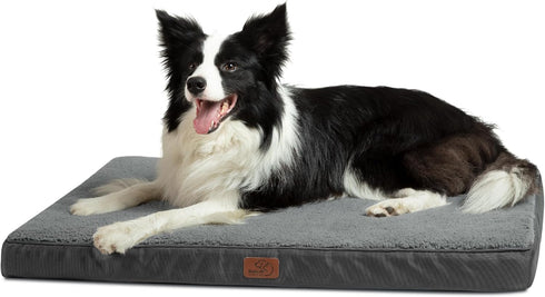 Bedsure Extra Large Dog Crate Bed - Big Orthopedic Waterproof Bed with Removable Cover for Large Dogs, Dark Grey