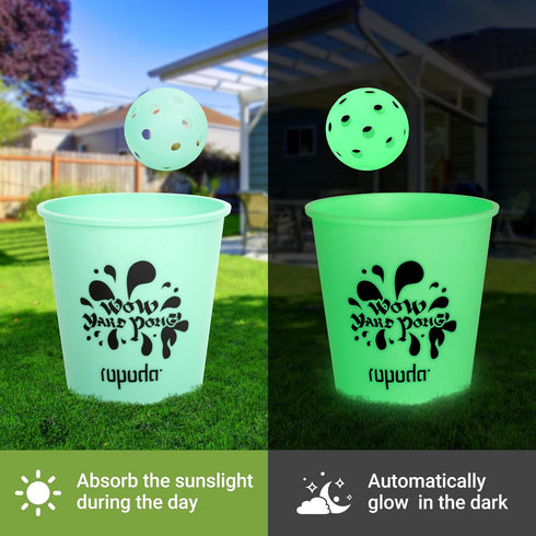 ropoda Giant Yard Pong,Yard Games with Durable Buckets and Balls - Choose Red Large, XL, or Green - Glow in the Dark