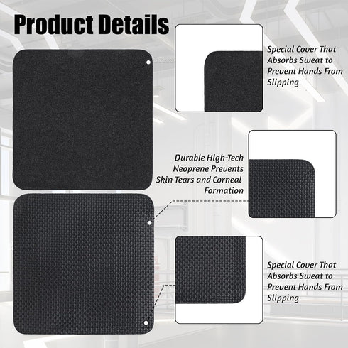BOHUIZ 10 Pcs Gym Grip Pads for Weight Lifting Workout, Gym Hand Grips Lifting Grips Pull Up Gloves Neoprene Comfort No